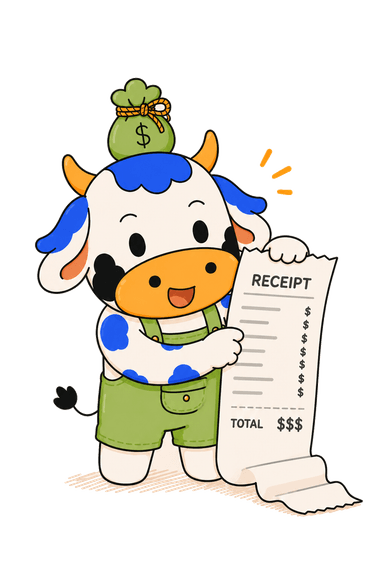 mooney holding a receipt showing zero friction expense logging